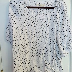 NWT LOFT white top with black dots.